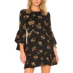 ALC Black Floral Silk Mini Dress